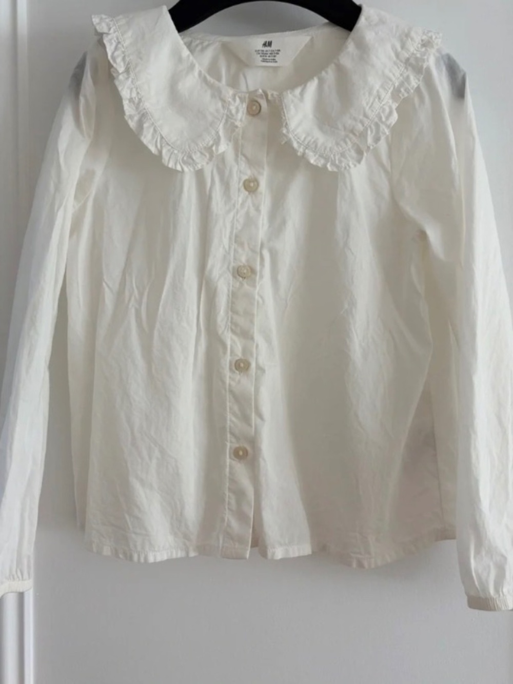 H&M Cream Ruffled Collar Blouse